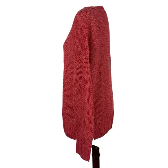 J Crew Sweater Women Medium Linen Coral Relaxed Beach Crewneck Coastal Relaxed - Picture 2 of 14